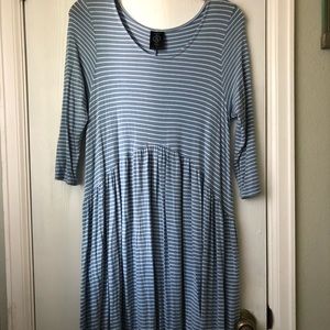 Blue Striped Dress with Pockets